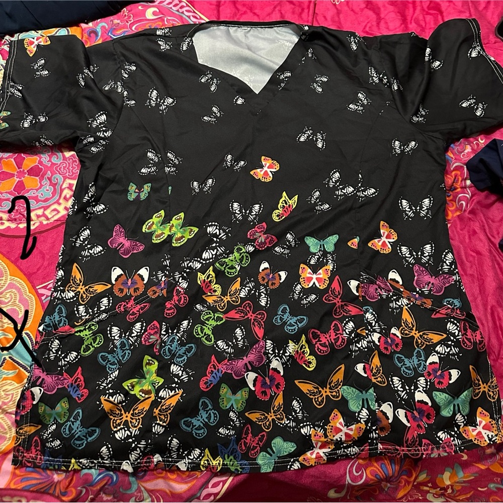 Colorful Butterfly Print Women's Top
